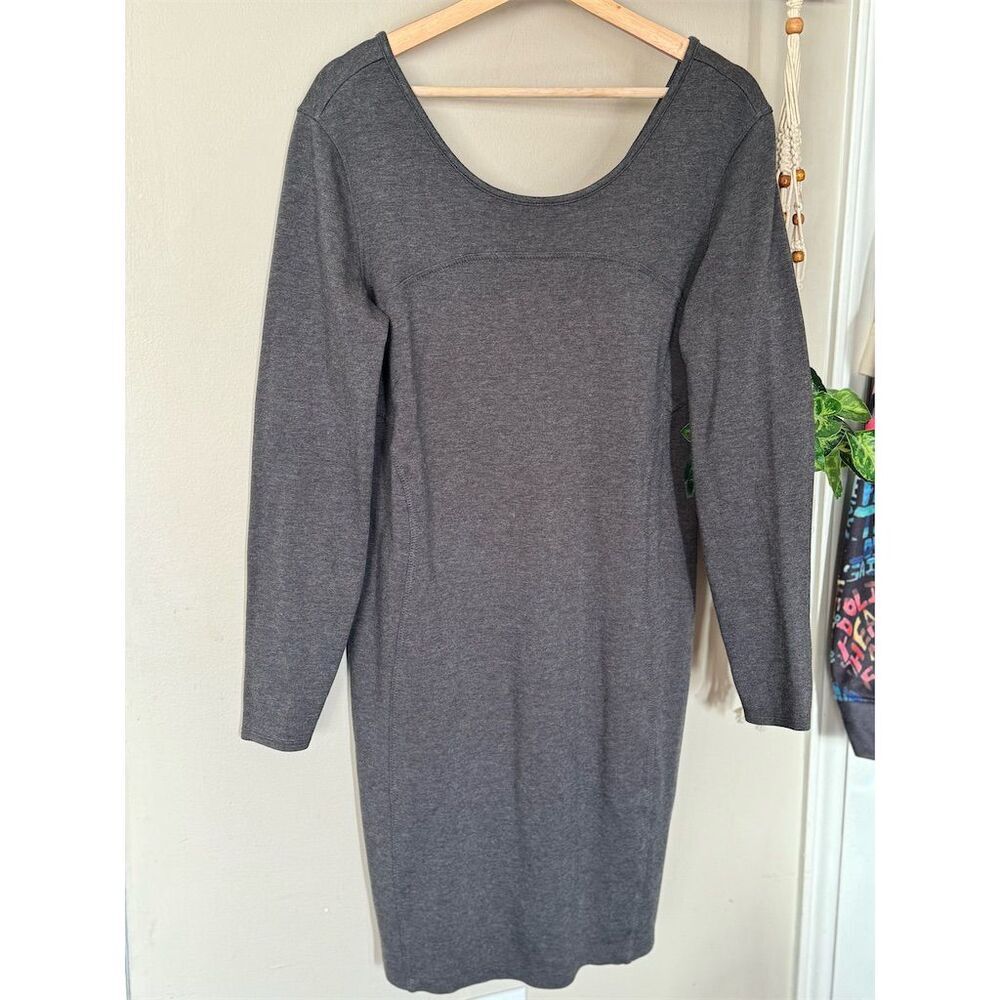 Athleta Women's Large Gray Long Sleeve Bodycon Mini Dress - Picture 2 of 2